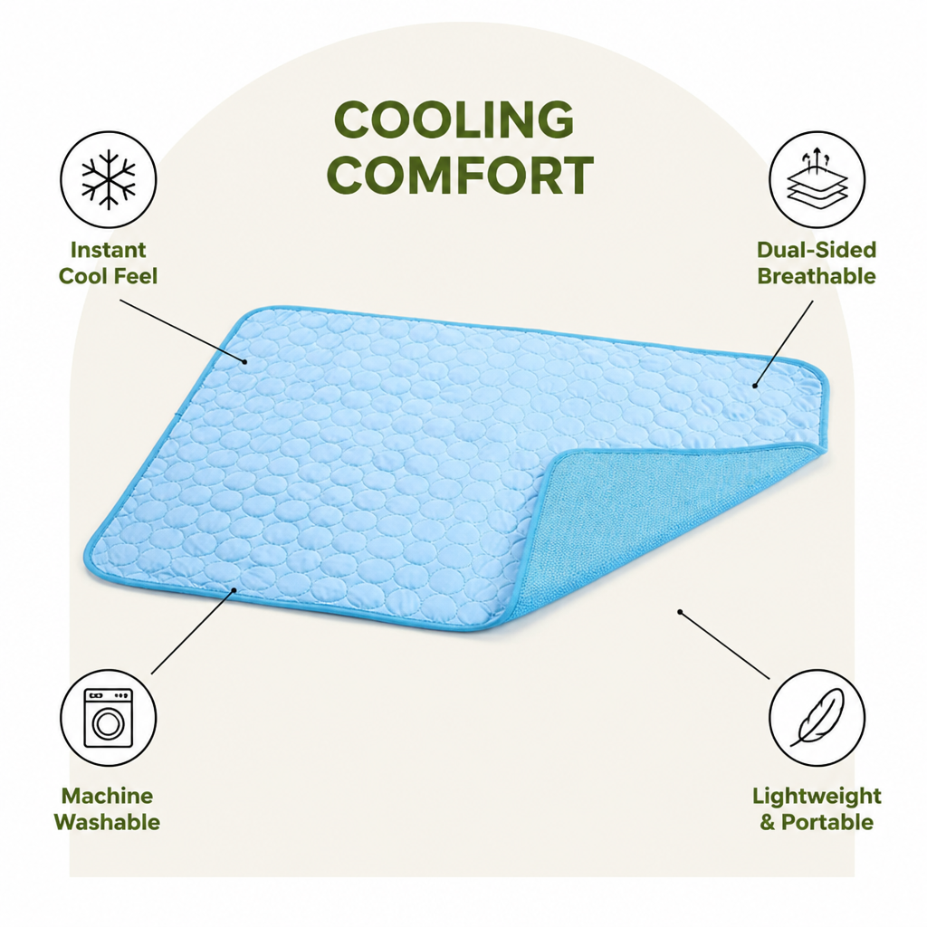 DogBedHouse Dual-Sided Ice Silk & Breathable Mesh Cooling Mat (Machine Washable)