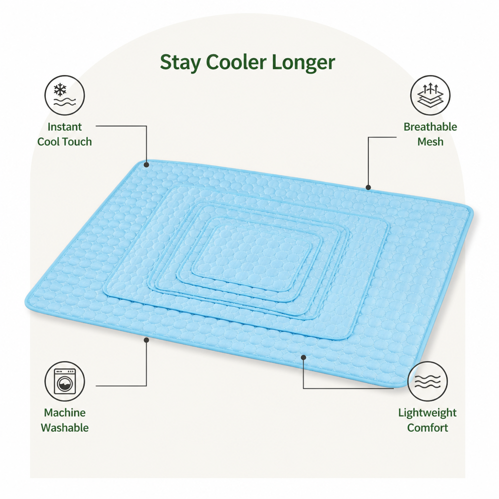 DogBedHouse Dual-Sided Ice Silk Cooling Pet Mat (Machine Washable)