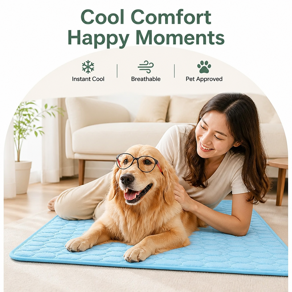 DogBedHouse Dual-Sided Ice Silk Cooling Pet Mat (Machine Washable)