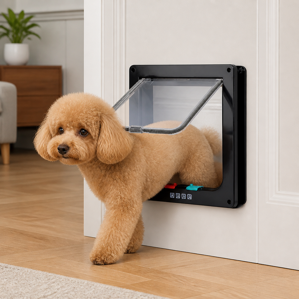 DogBedHouse Durable ABS Plastic & 4-Way Lock Cat & Small Dog Door