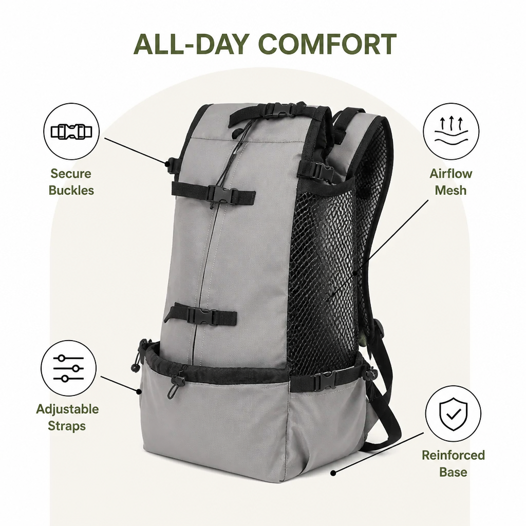 DogBedHouse Durable Nylon & Breathable Mesh Dog Carrier Backpack
