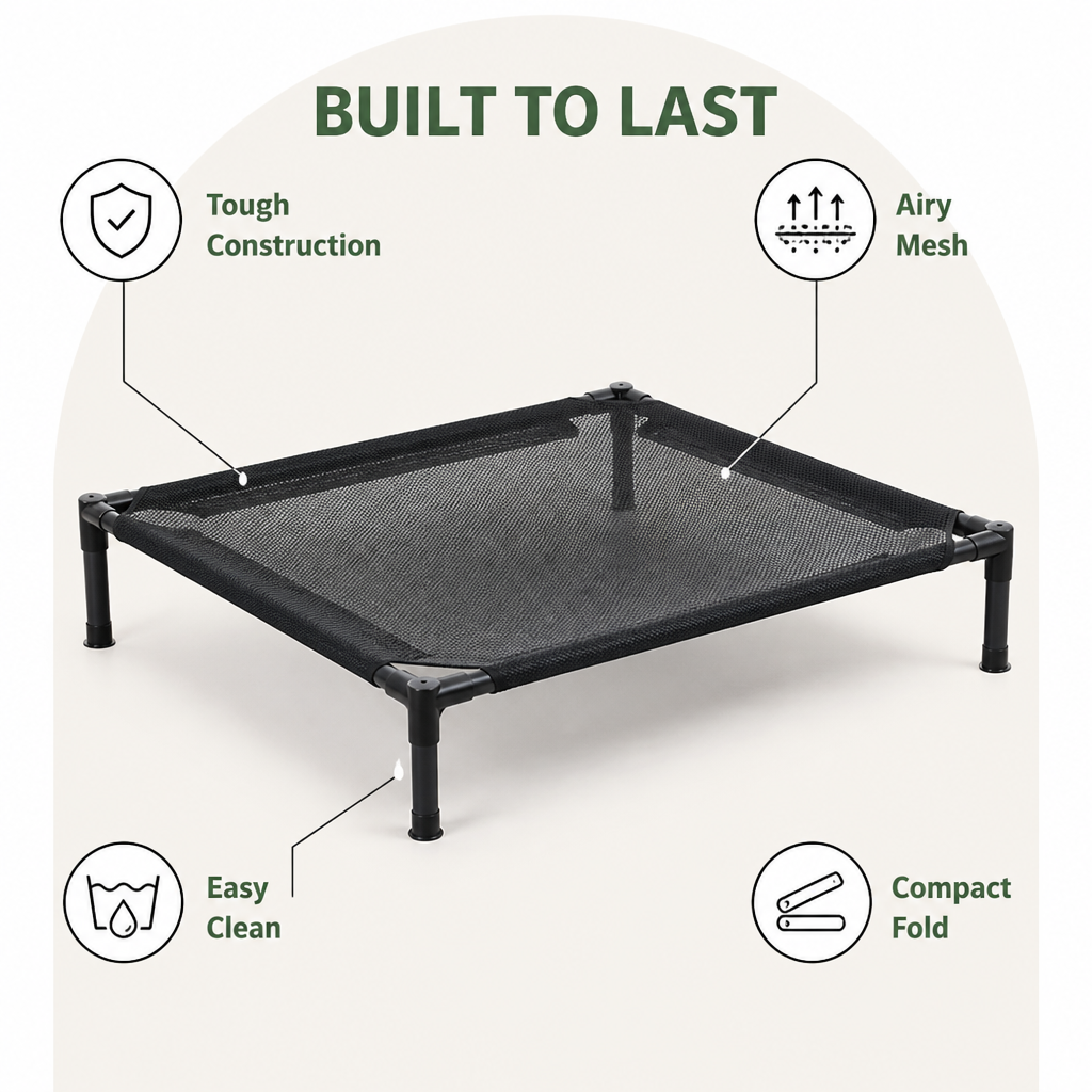 DogBedHouse Durable Outdoor Foldable Mesh Dog Bed (Washable)