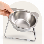 DogBedHouse Elevated 15° Tilt Stainless Steel Cat Bowl