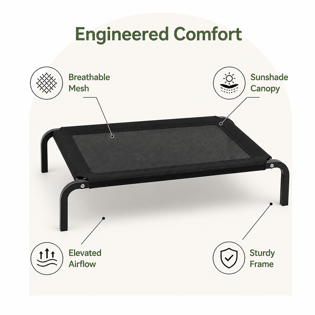 DogBedHouse Elevated Breathable Mesh & Canopy Dog Bed