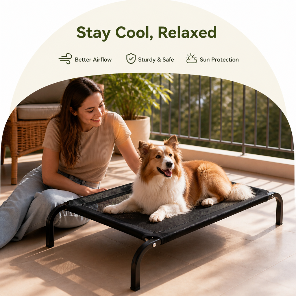 DogBedHouse Elevated Breathable Mesh & Canopy Dog Bed