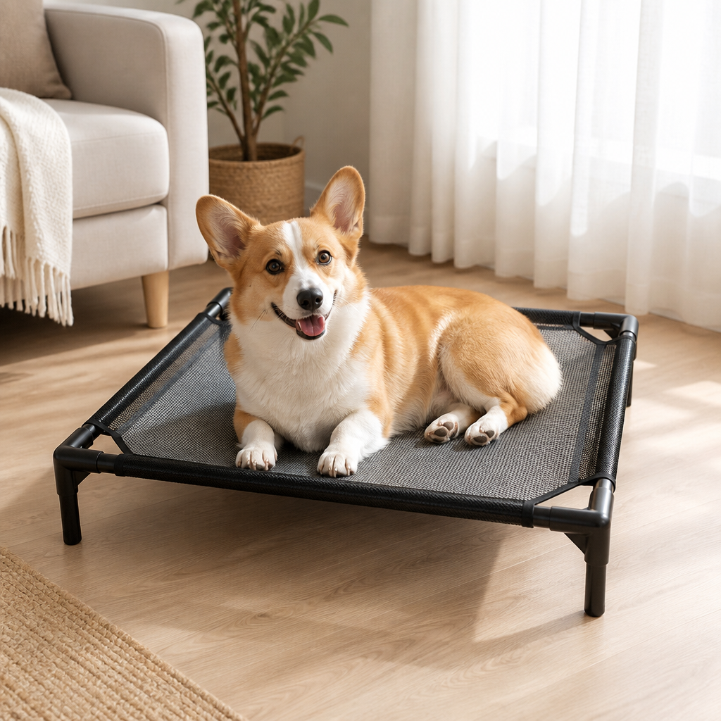DogBedHouse Elevated Breathable Mesh Dog Bed (Guardrail)