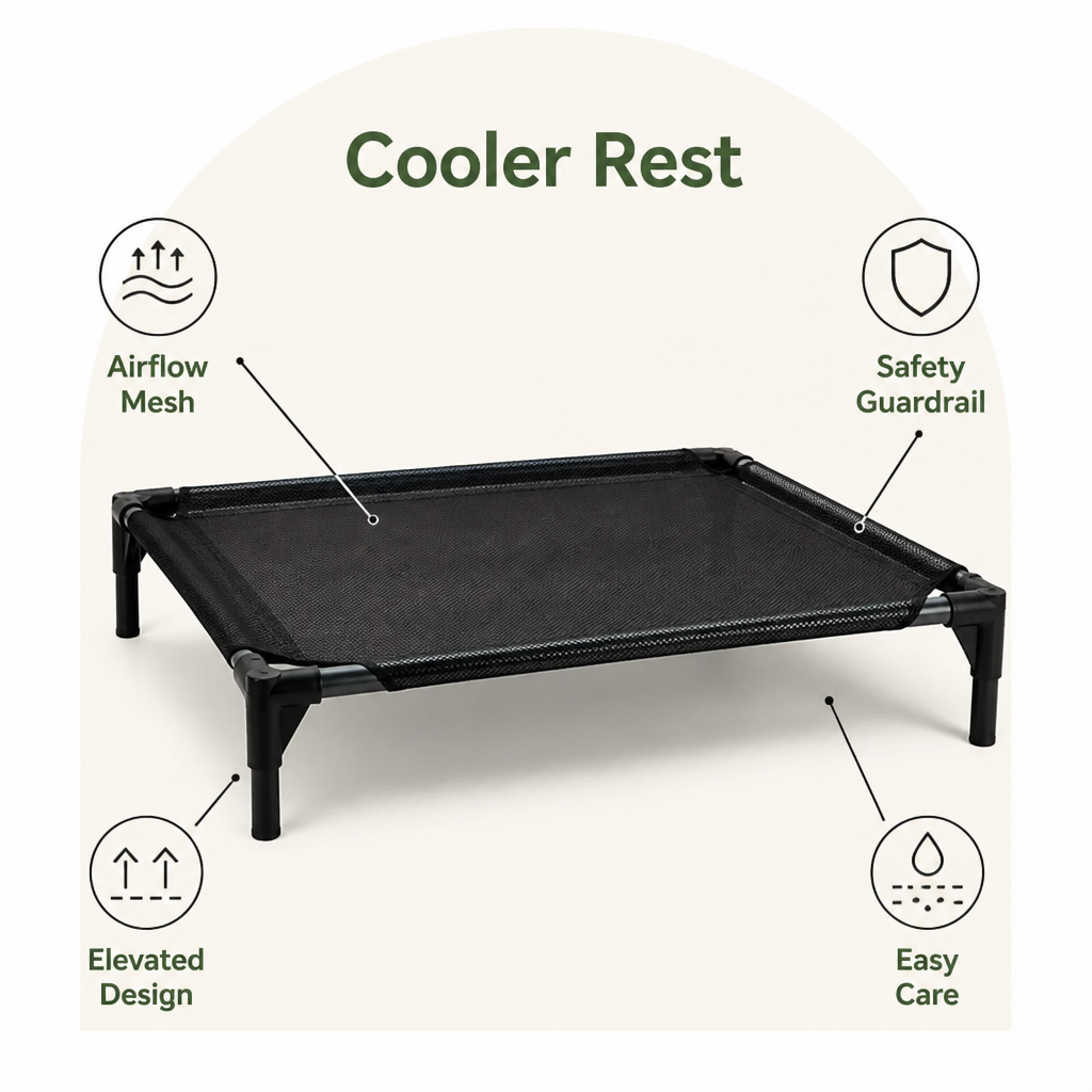 DogBedHouse Elevated Breathable Mesh Dog Bed (Guardrail)