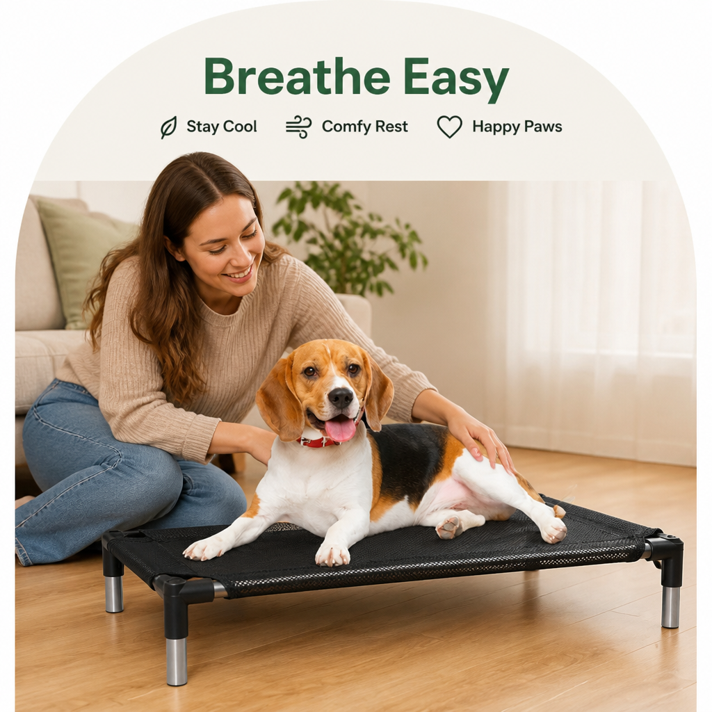 DogBedHouse Elevated Breathable Mesh Dog Bed (Guardrail)