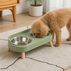 DogBedHouse Elevated Neck-Support Pet Feeder (Dual Removable Stainless Bowls)