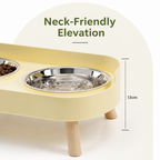 DogBedHouse Elevated Neck-Support Pet Feeder (Dual Removable Stainless Bowls)