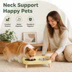 DogBedHouse Elevated Neck-Support Pet Feeder (Dual Removable Stainless Bowls)