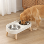 DogBedHouse Elevated Neck-Support Pet Feeder (Dual Removable Stainless Bowls)