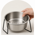 DogBedHouse Elevated Stainless Steel Anti-Tip Slow Feeder Bowl