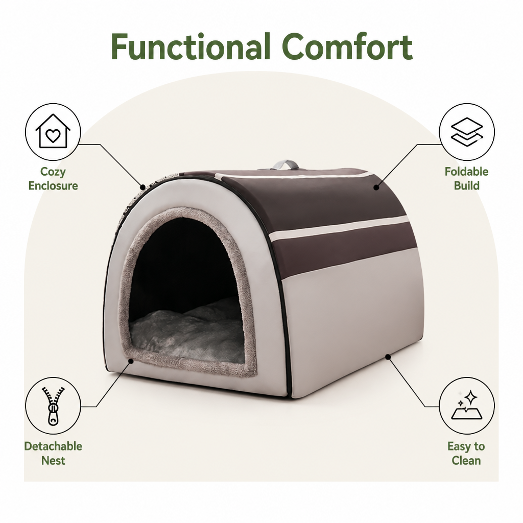DogBedHouse Enclosed Foldable Cave Dog Bed (Removable Nest)