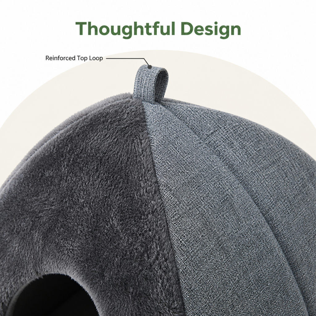 DogBedHouse Enclosed Plush Triangle Cat Nest
