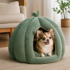 DogBedHouse Enclosed Pumpkin & Thick Flannel Pet Bed