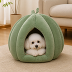 DogBedHouse Enclosed Pumpkin & Thick Flannel Pet Bed
