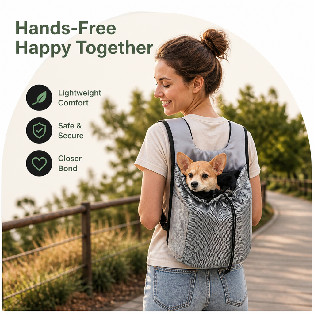 DogBedHouse Ergonomic Double-Shoulder Plush Small Pet Backpack Carrier (Fits Up To 3.5 kg)