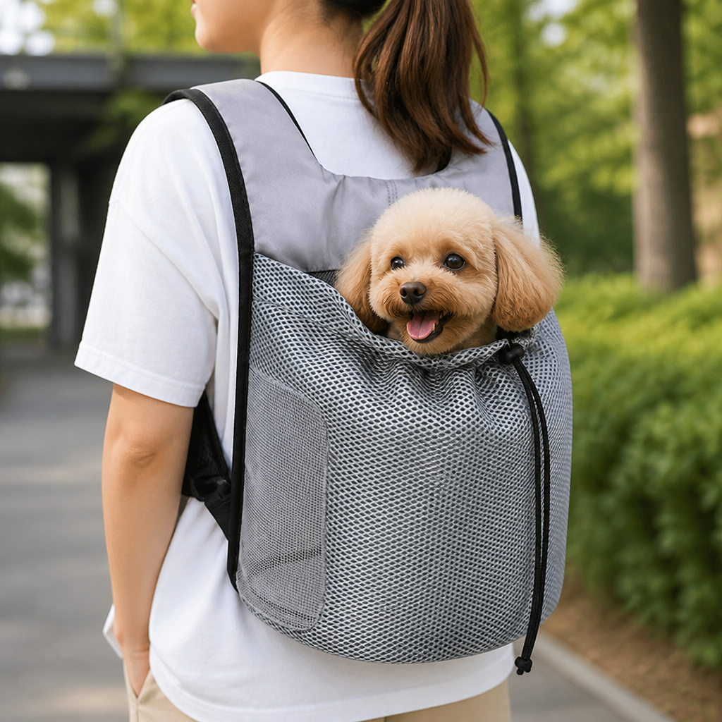 DogBedHouse Ergonomic Double-Shoulder Plush Small Pet Backpack Carrier (Fits Up To 3.5 kg)