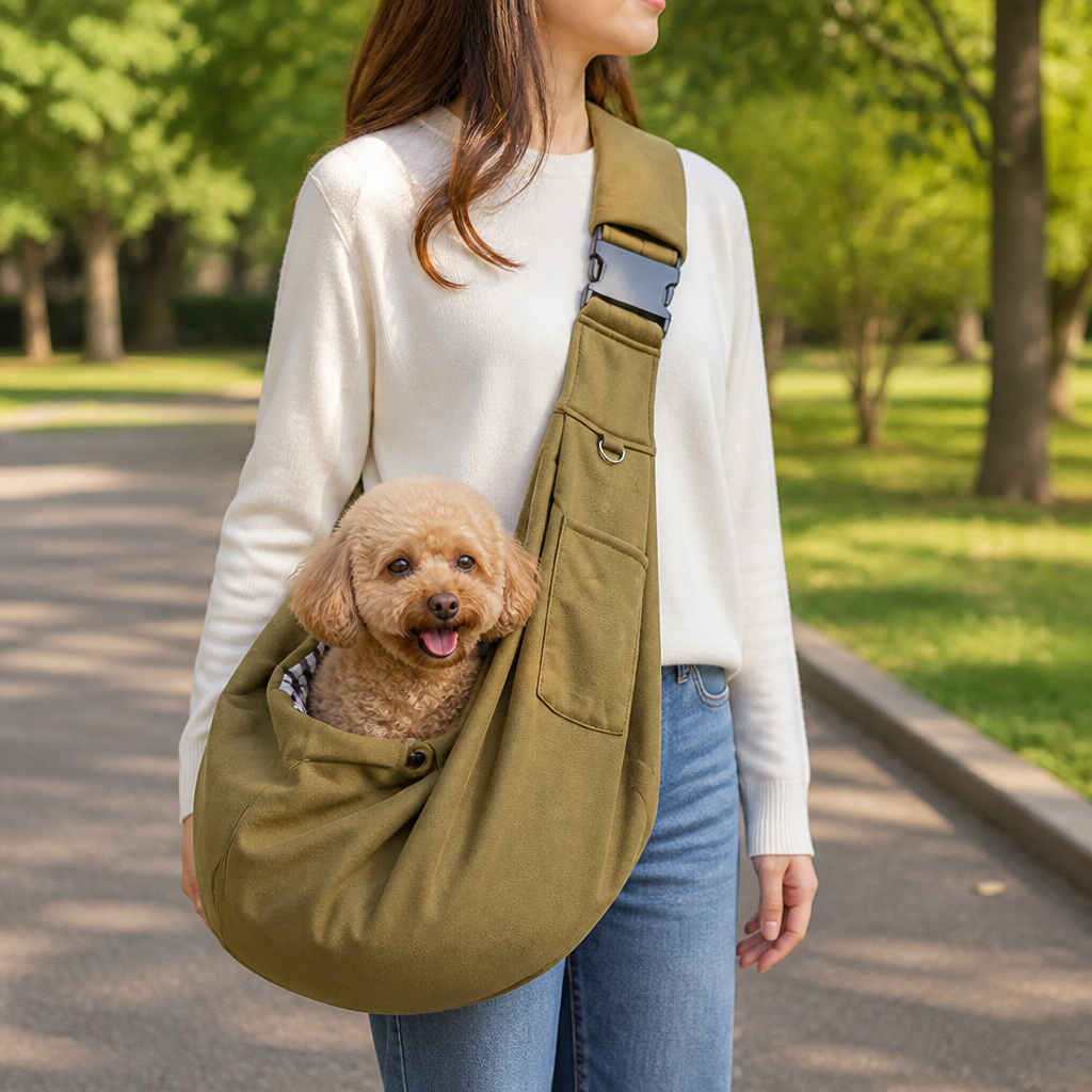 DogBedHouse Ergonomic Hands‑Free Crossbody Pet Sling Carrier (Fits Pets Up To 14.3 lb)