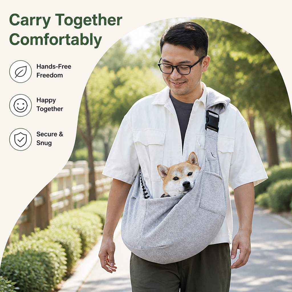 DogBedHouse Ergonomic Hands‑Free Crossbody Pet Sling Carrier (Fits Pets Up To 14.3 lb)