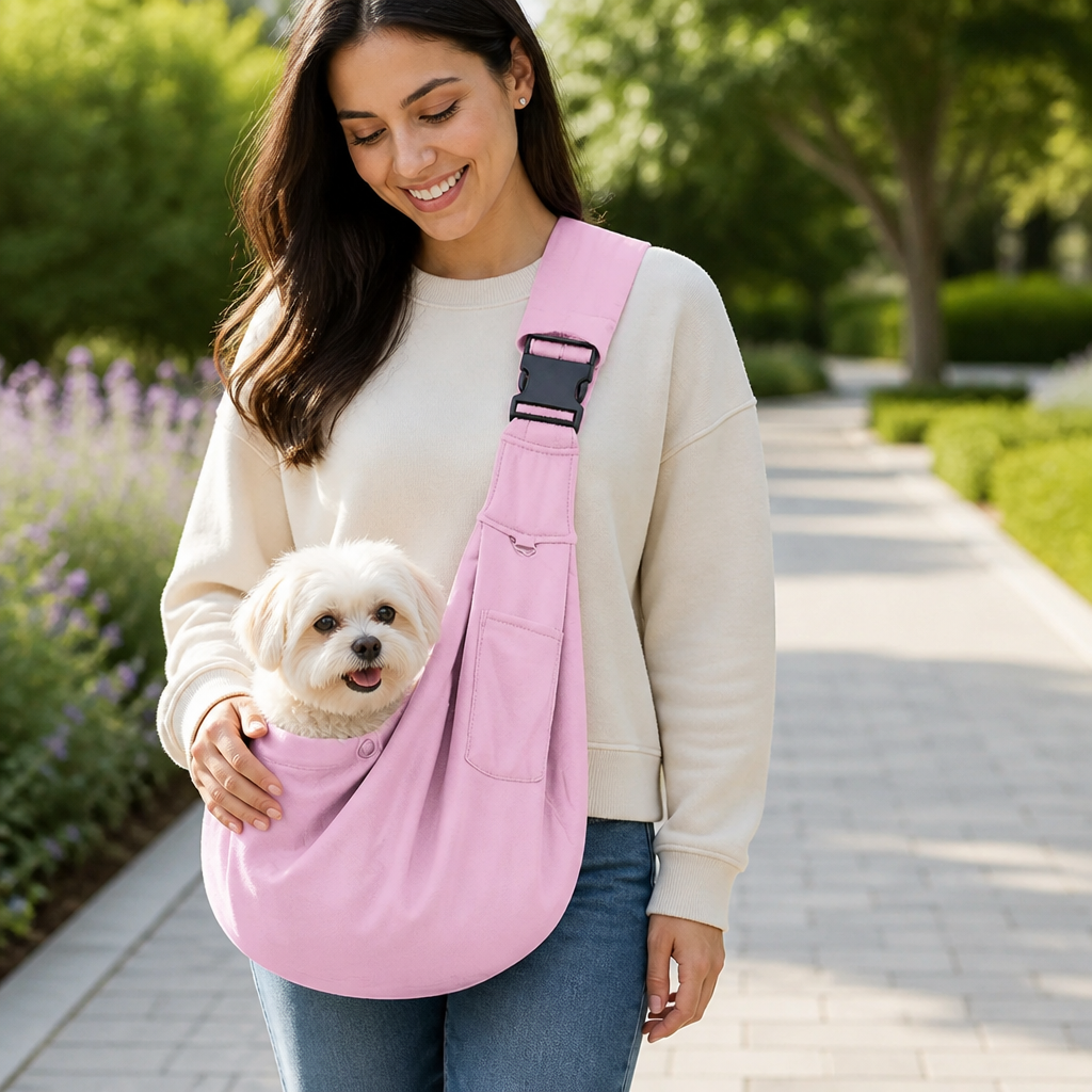 DogBedHouse Ergonomic Hands‑Free Crossbody Pet Sling Carrier (Fits Pets Up To 14.3 lb)