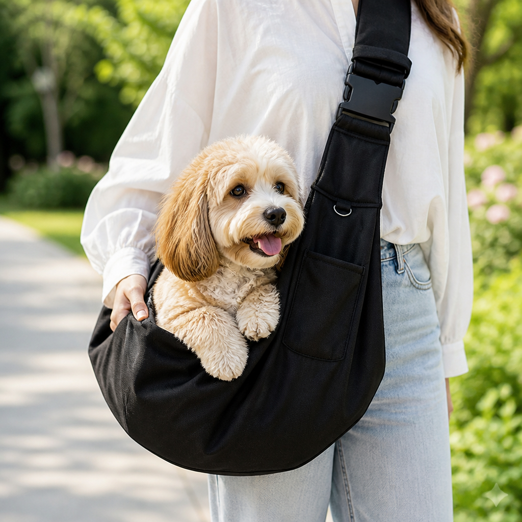 DogBedHouse Ergonomic Hands‑Free Crossbody Pet Sling Carrier (Fits Pets Up To 14.3 lb)