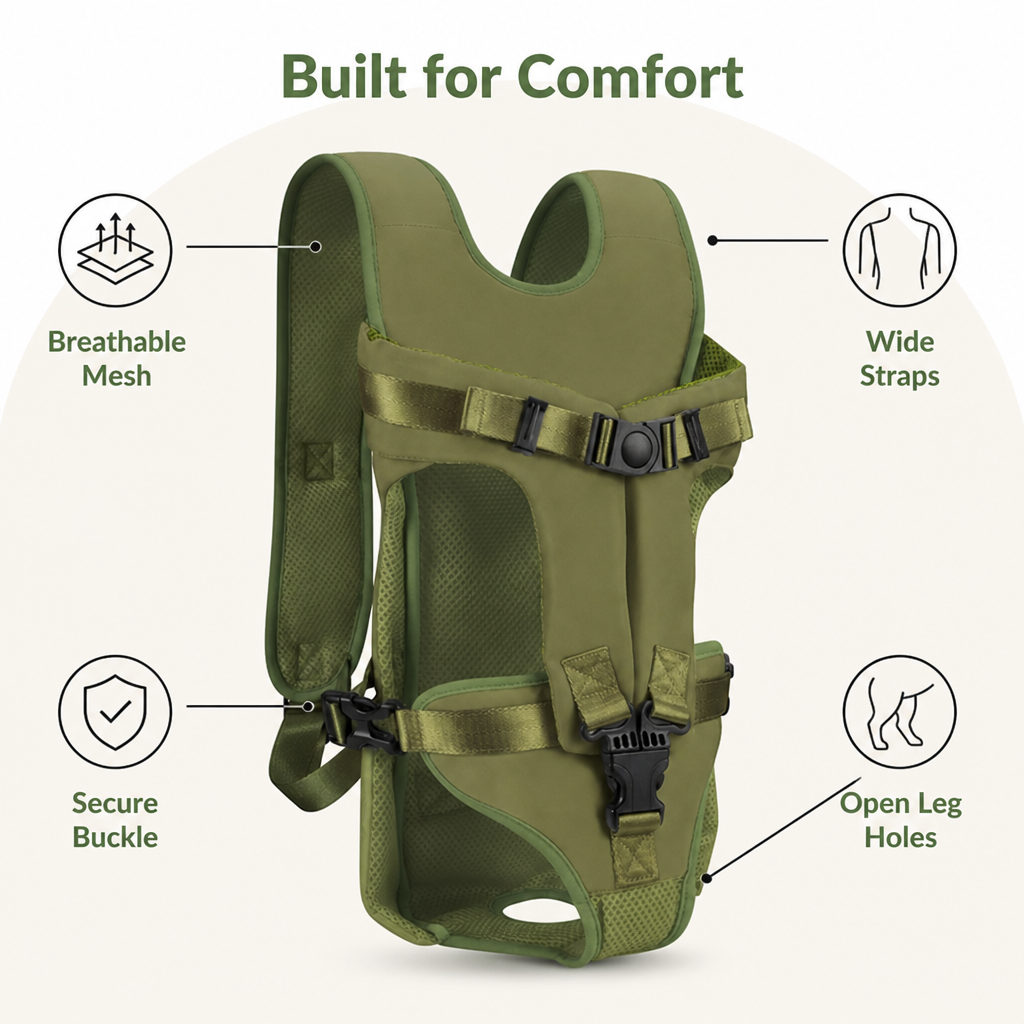 DogBedHouse Ergonomic Padded & Adjustable Straps Front Carrier Backpack