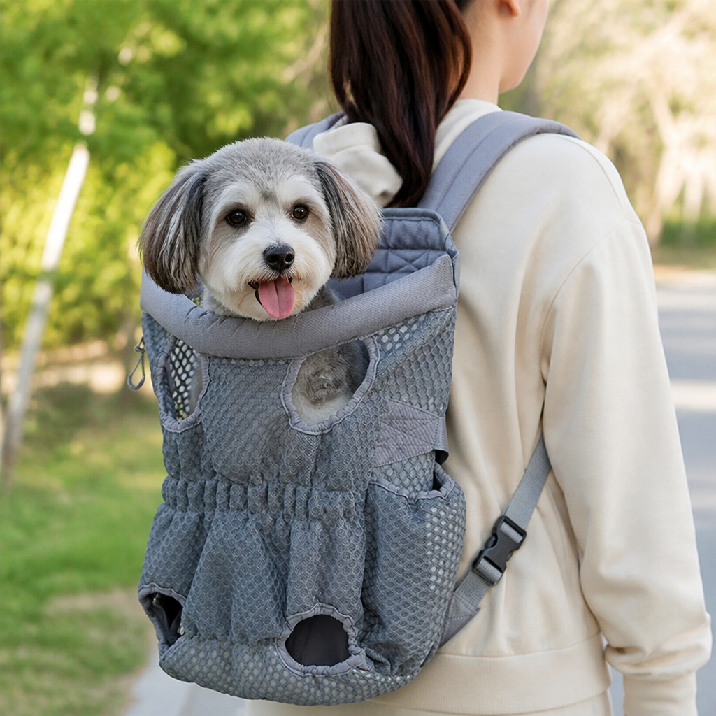 DogBedHouse Ergonomic Padded-Strap & Safety-Rope Dog Carrier Backpack