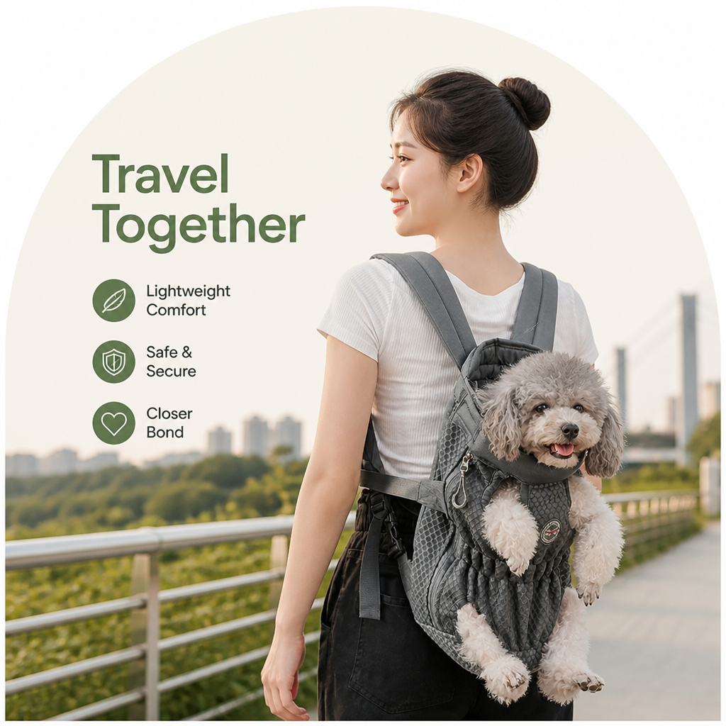 DogBedHouse Ergonomic Padded-Strap & Safety-Rope Dog Carrier Backpack