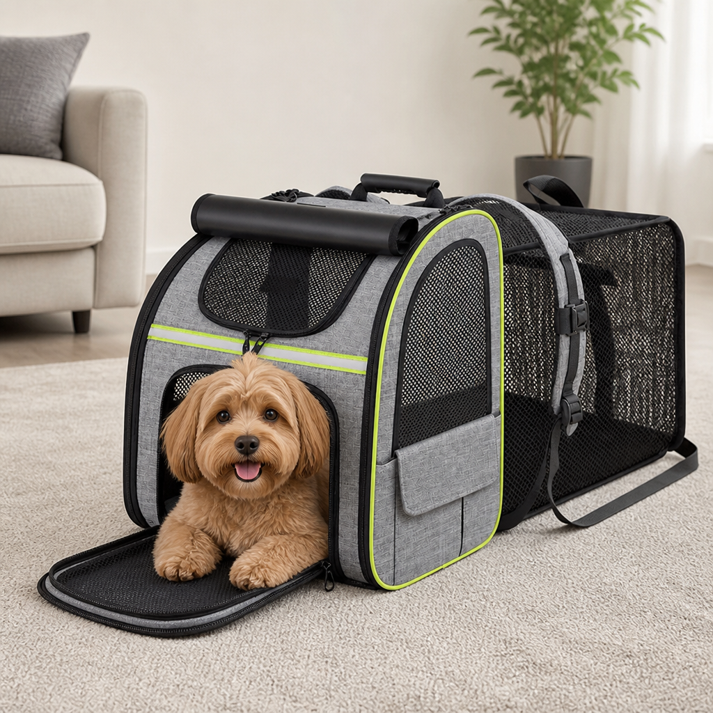 DogBedHouse Expandable Breathable Mesh Cat Carrier Backpack (Integrated Shade Cover)