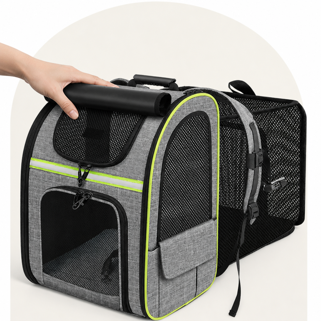 DogBedHouse Expandable Breathable Mesh Cat Carrier Backpack (Integrated Shade Cover)