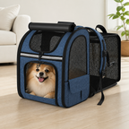 DogBedHouse Expandable Breathable Mesh Cat Carrier Backpack (Integrated Shade Cover)