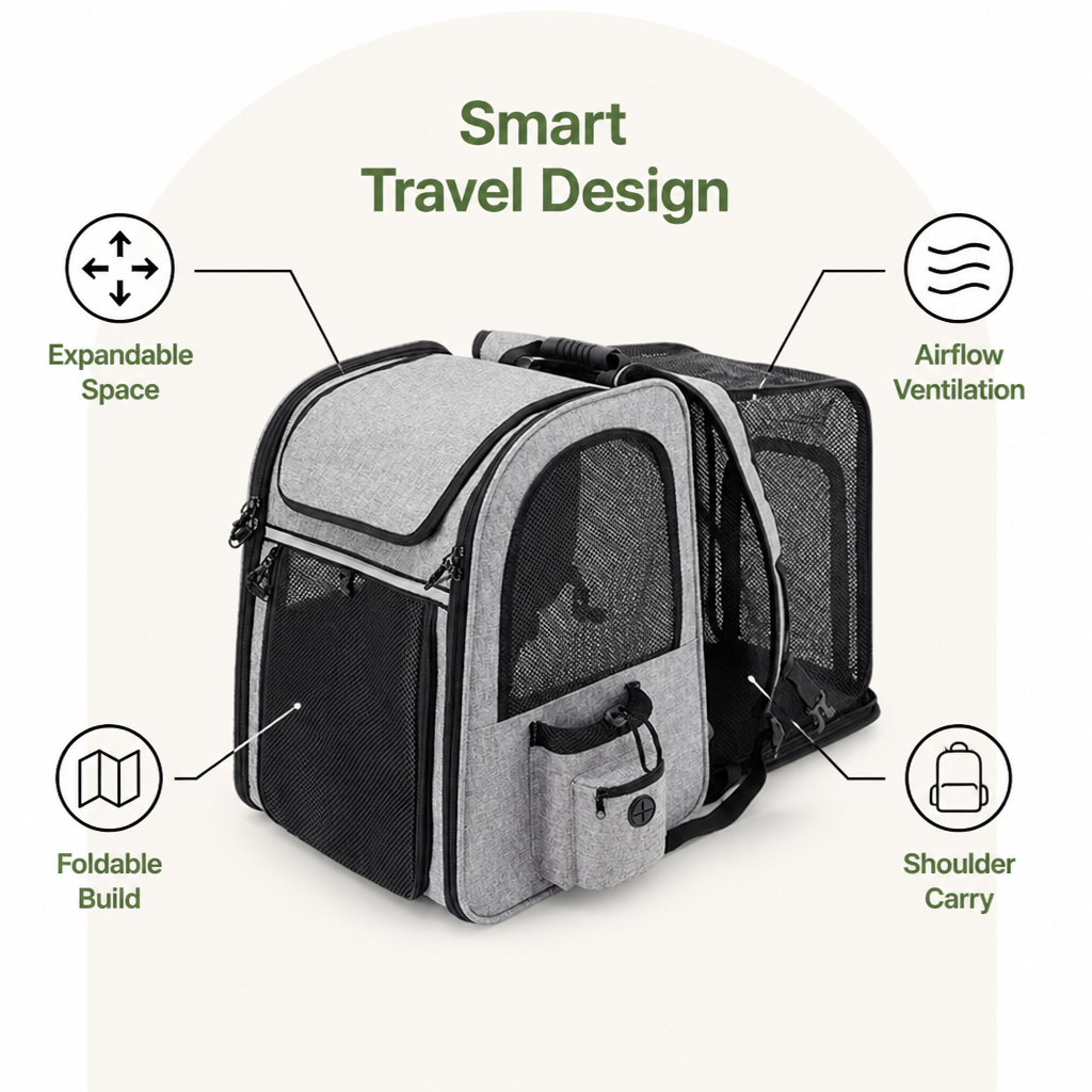 DogBedHouse Expandable & Foldable Breathable Pet Backpack