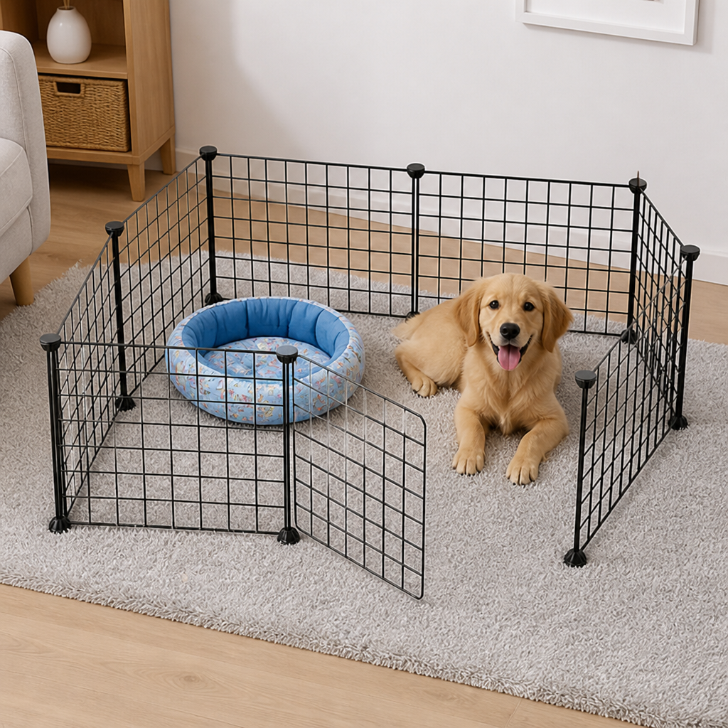 DogBedHouse Expandable & Modular Wire Mesh Dog Playpen