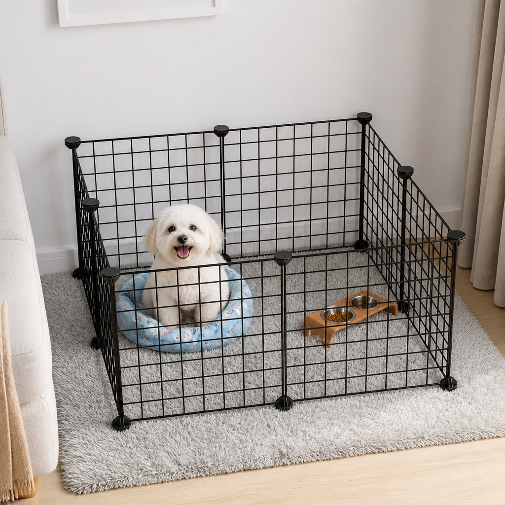 DogBedHouse Expandable & Modular Wire Mesh Dog Playpen