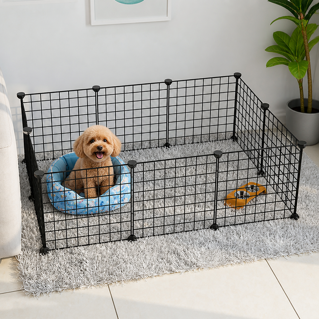 DogBedHouse Expandable & Modular Wire Mesh Dog Playpen