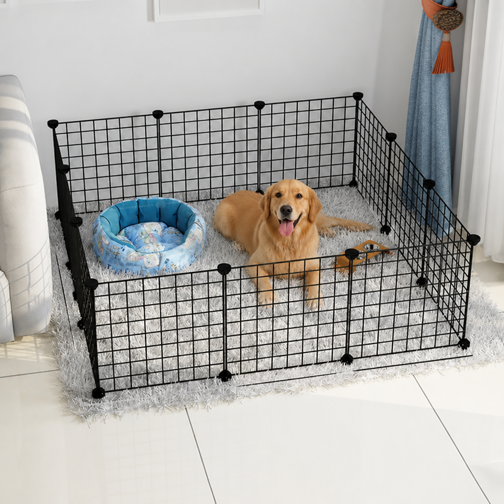 DogBedHouse Expandable & Modular Wire Mesh Dog Playpen
