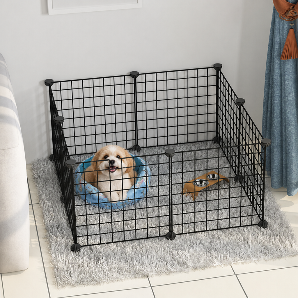 DogBedHouse Expandable & Modular Wire Mesh Dog Playpen