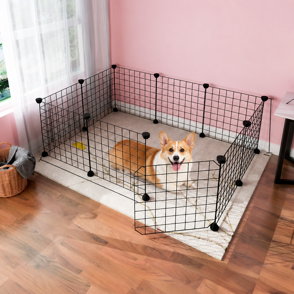 DogBedHouse Expandable & Modular Wire Mesh Dog Playpen