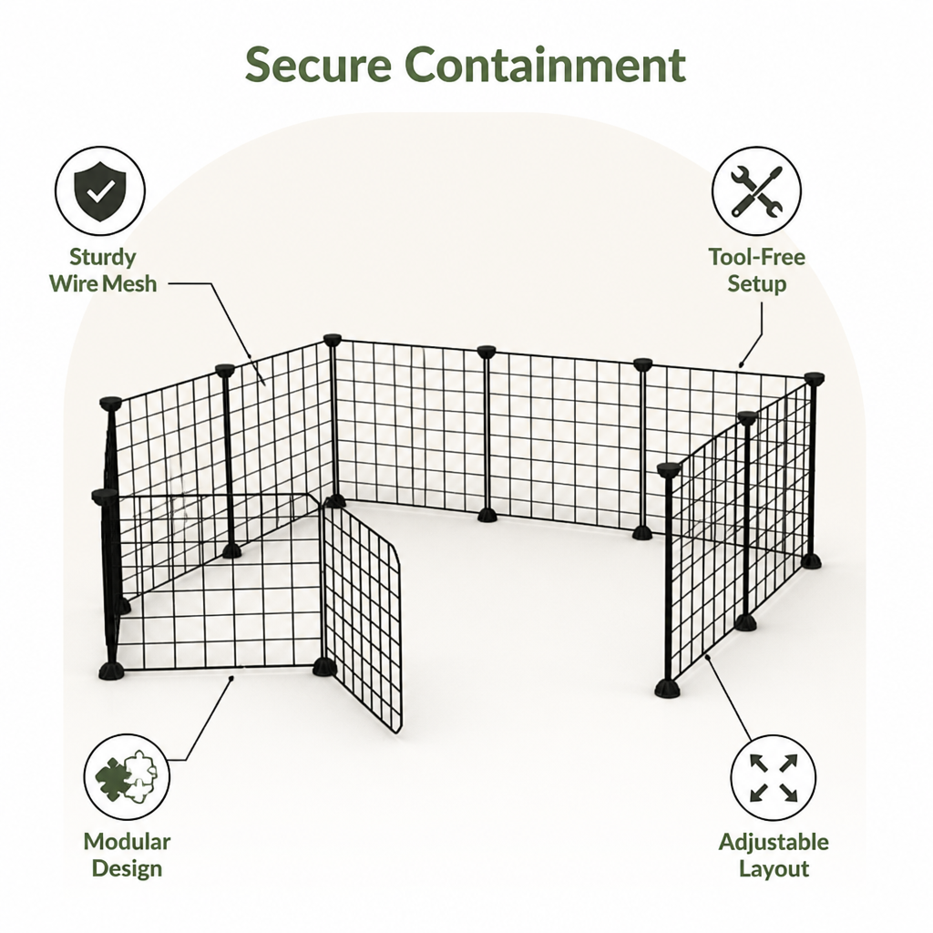 DogBedHouse Expandable & Modular Wire Mesh Dog Playpen