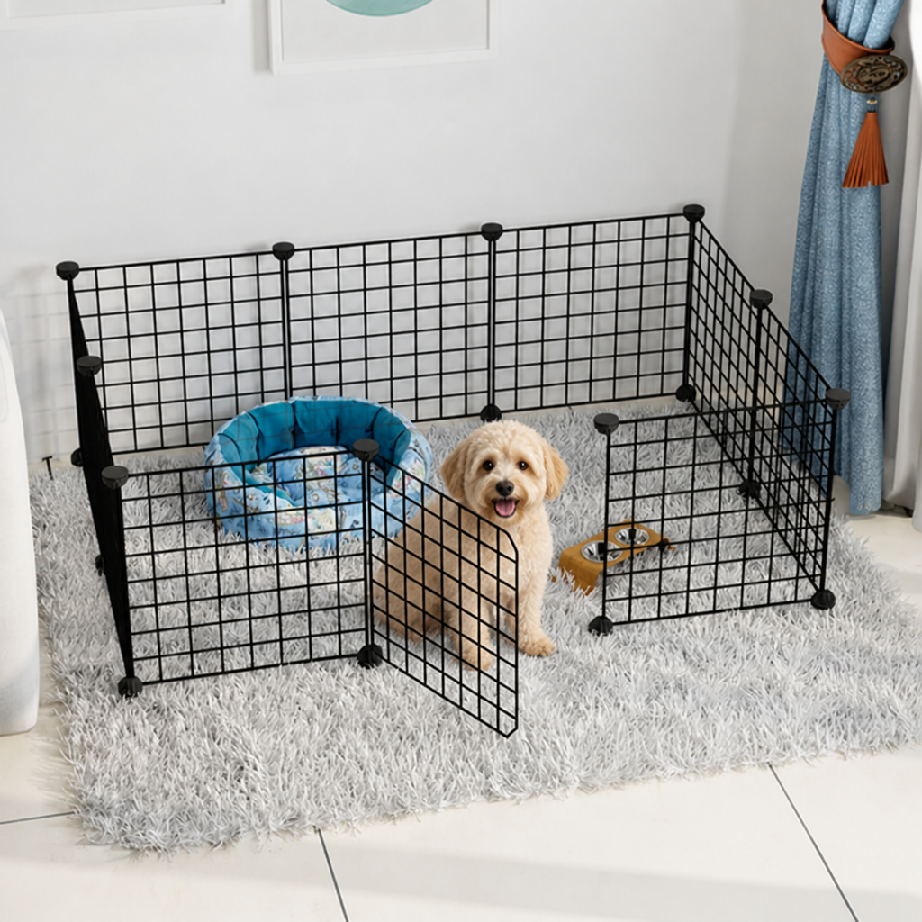DogBedHouse Expandable & Modular Wire Mesh Dog Playpen