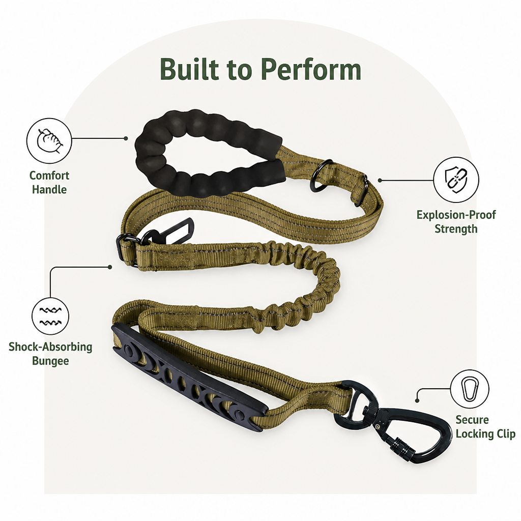 DogBedHouse Explosion-Proof Double-Sided Reflective Adjustable Dog Leash (Medium & Large)