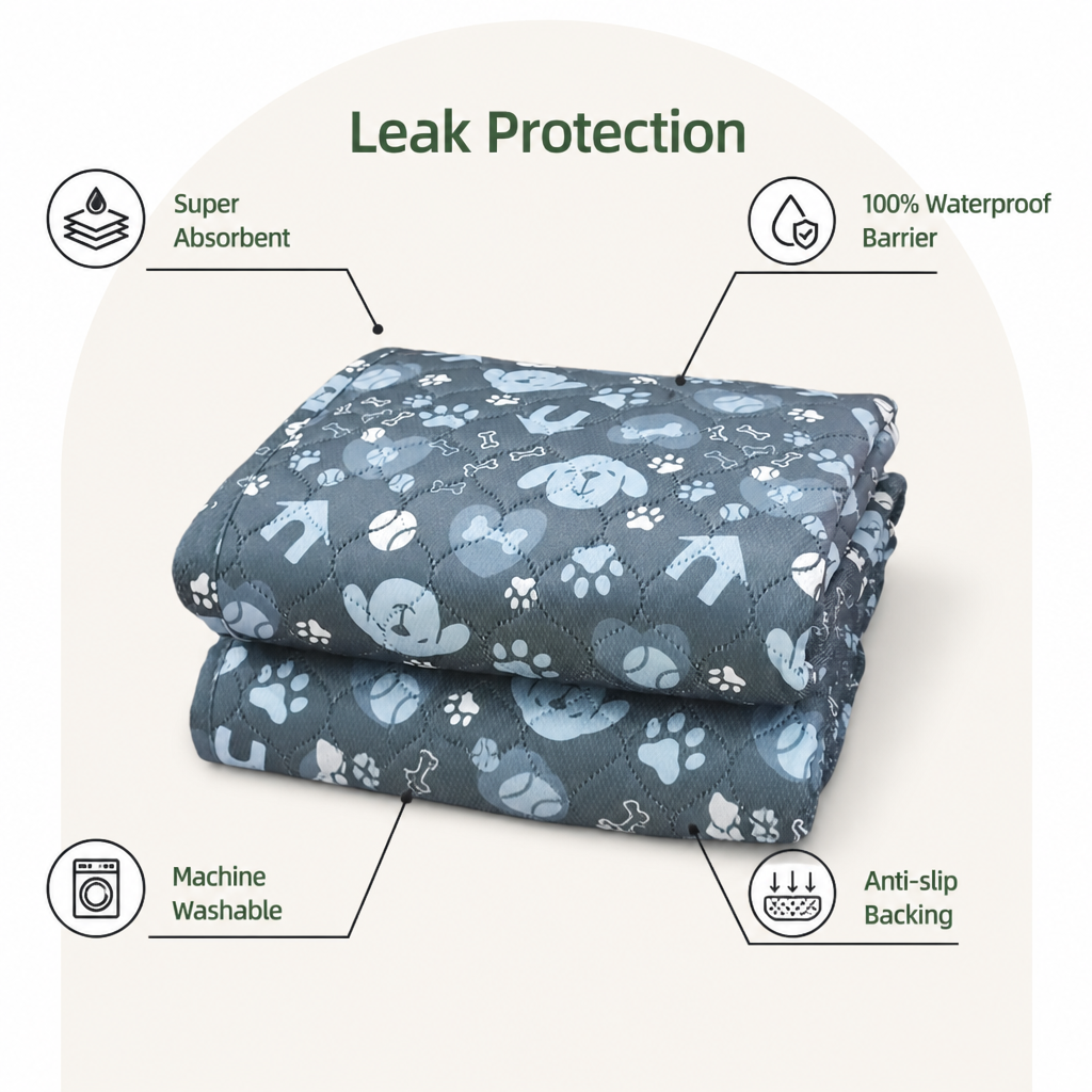DogBedHouse Extra Absorbent & Waterproof Dog Training Pad (Reusable 2-Pack)
