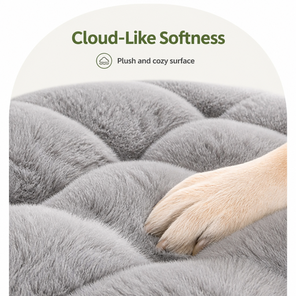 DogBedHouse Extra-Large Thickened Plush Dog Bed (Removable Washable Cover)
