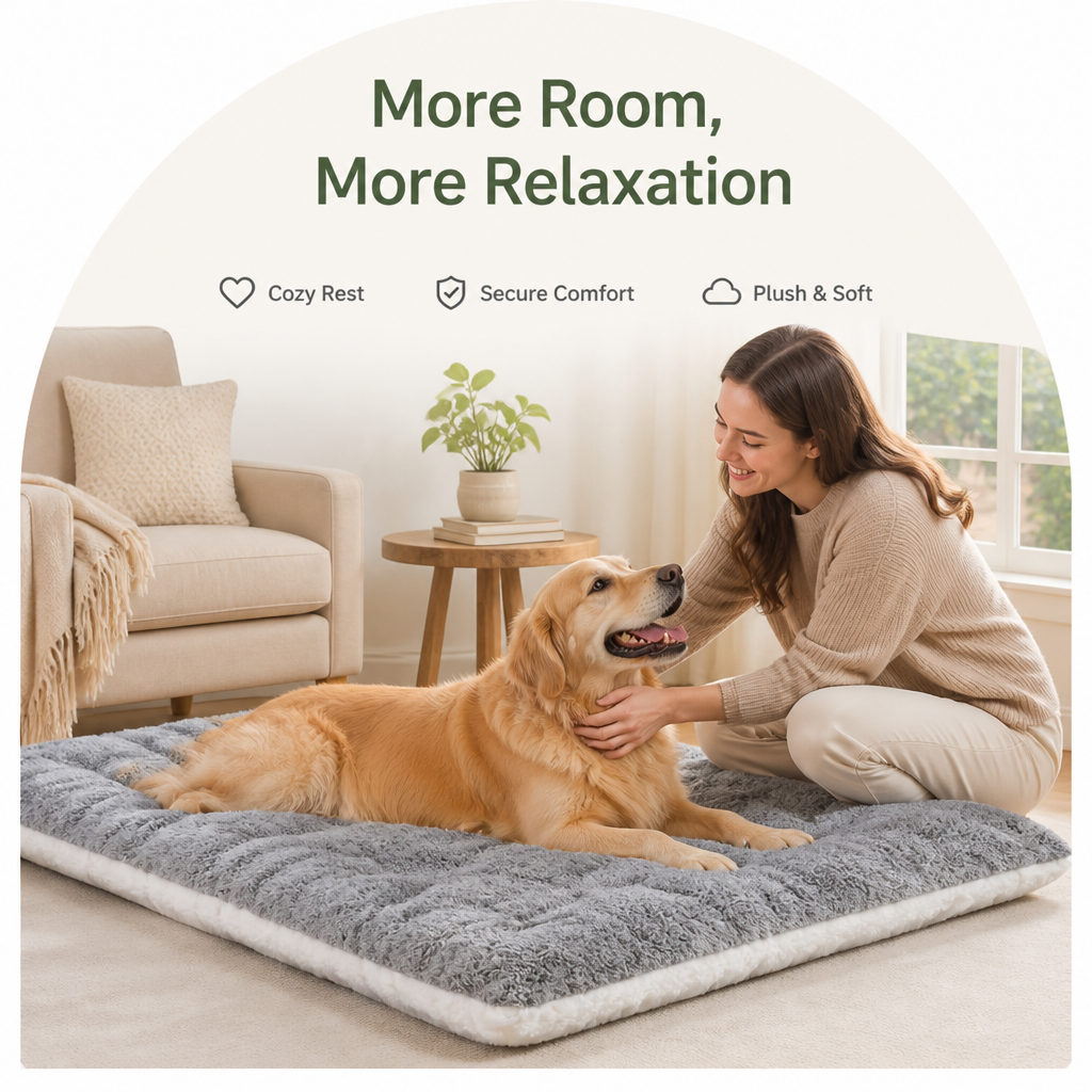 DogBedHouse Extra-Large Thickened Plush Dog Bed (Removable Washable Cover)