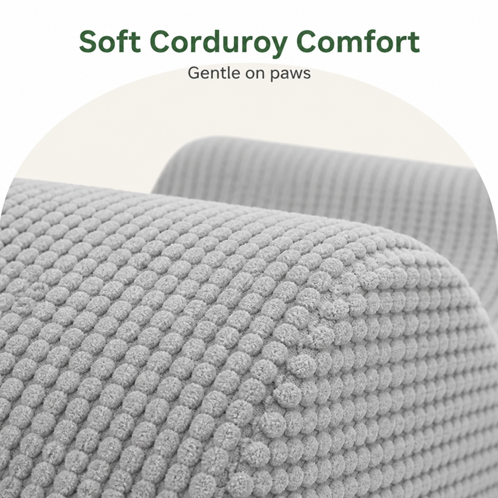 DogBedHouse Extra-Wide High-Density Foam & Non-Slip Corduroy Pet Stairs
