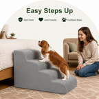 DogBedHouse Extra-Wide High-Density Foam & Non-Slip Corduroy Pet Stairs
