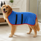 DogBedHouse Fast-Drying Microfiber & Adjustable Fit Dog Bathrobe