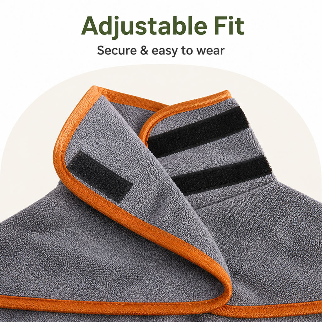 DogBedHouse Fast-Drying Microfiber & Adjustable Fit Dog Bathrobe